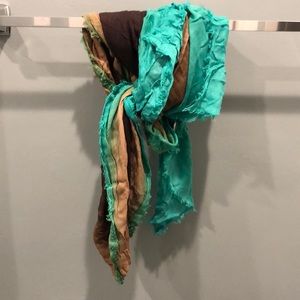 Talbots light weight scarf. Brown with tan and green ombré coloring.